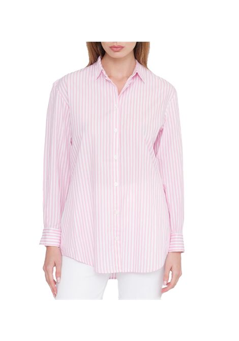Camicia MC2 Saint Barth Brigitte donna BRIGITTE03863H Rosa righe bianche colletto a punta logo carrè MC2 SAINT BARTH | Camicie | BRIGITTE03863H21